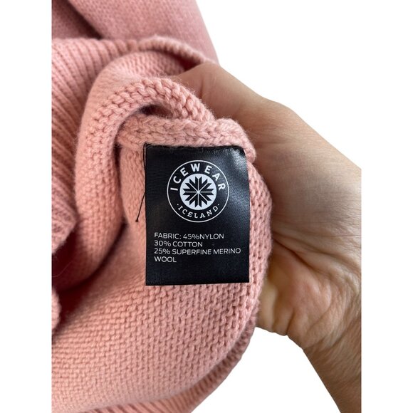 Icewear Minna Womens Nordic Knit Sweater Pink/Gray Merino Wool Blend Long Sleeve - Picture 5 of 10